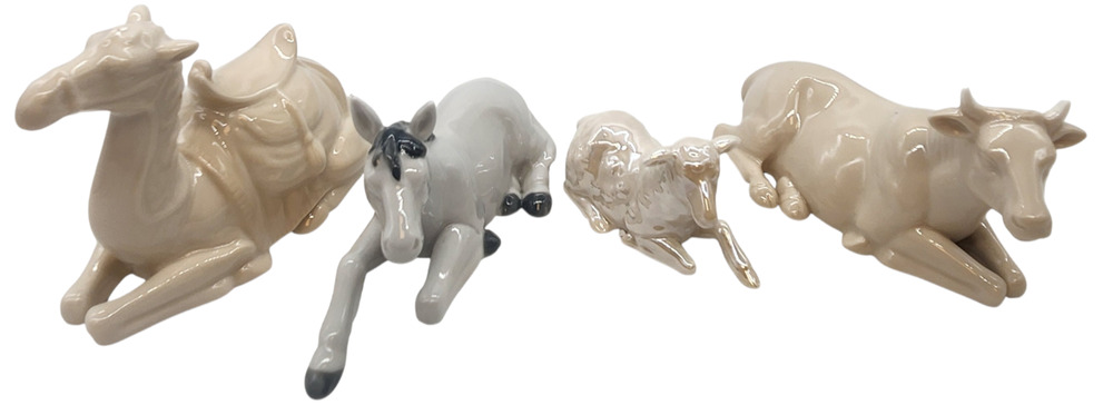 Set of 3 Grasslands Road Nativity Animals Figurine Set High Gloss Porcelain